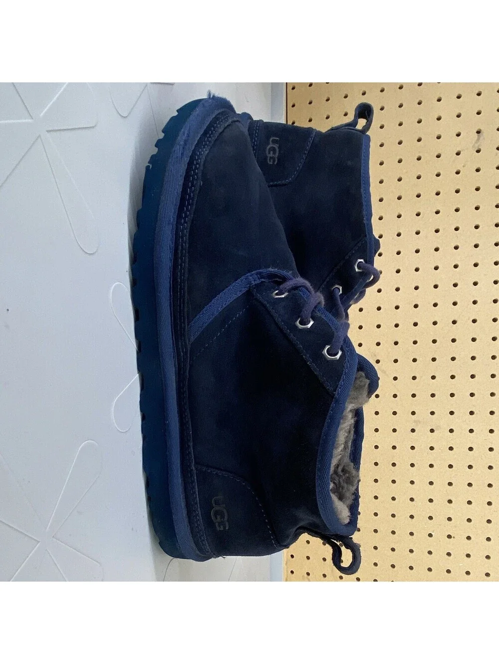 UGG Men’s Blue Suede Fur Lined Lace-Up Chukka Ankle Boots US 10 EU 43